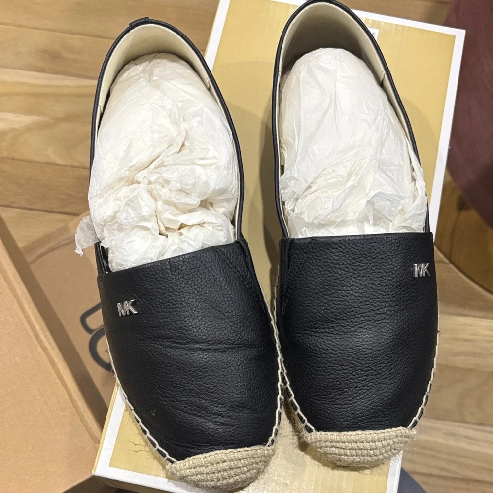 Michael Kors Black Leather Slip-On Loafers - Picture 2 of 3